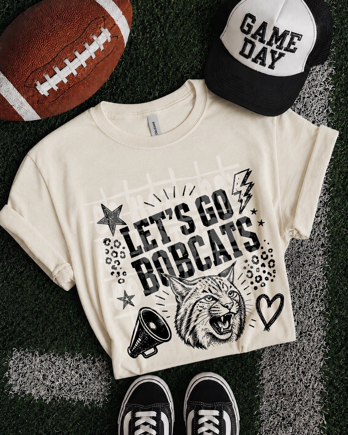 Let's Go Bobcats DTF transfer mockup