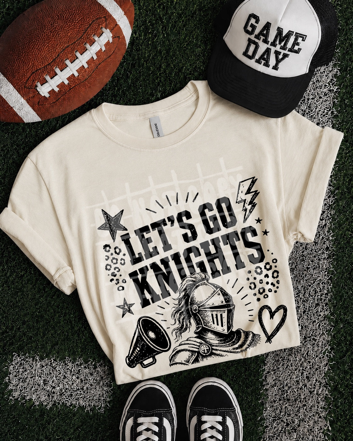 Let's Go Knights DTF transfer mockup