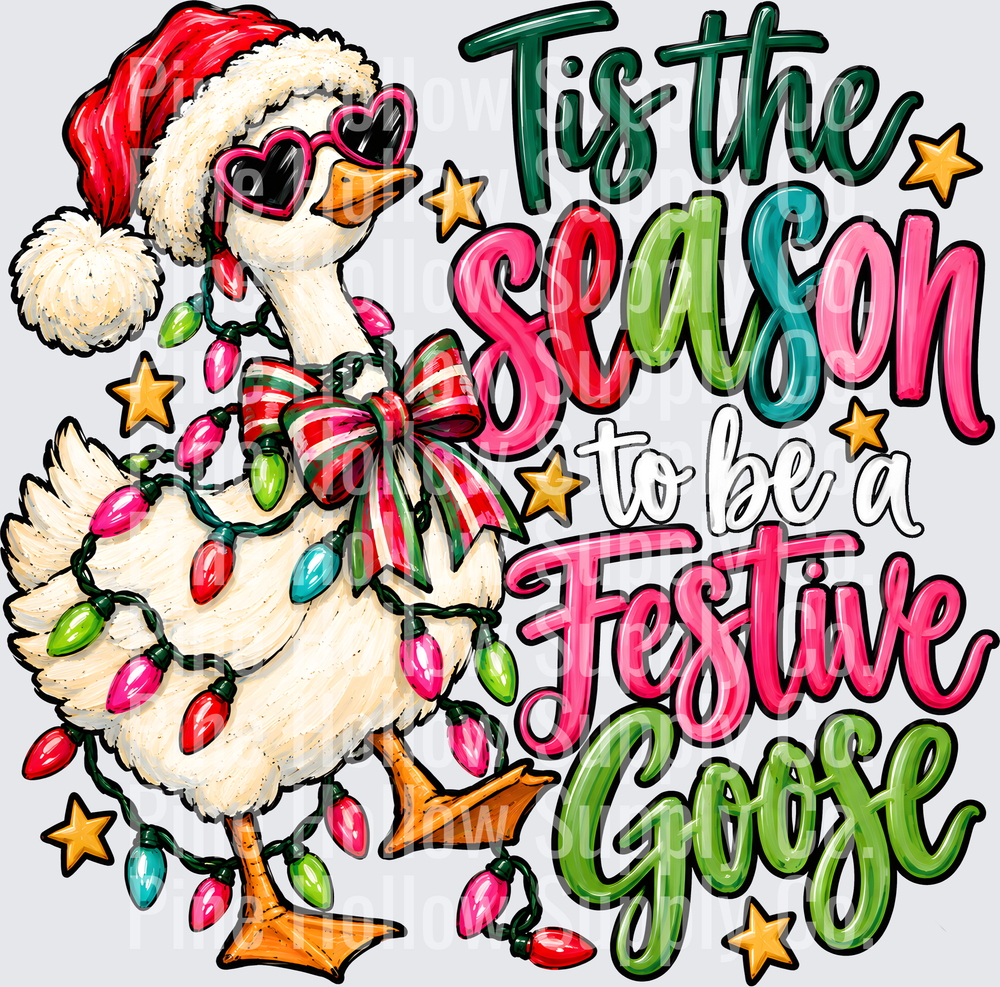 'Tis the Season to Be a Festive Goose | DTF Transfer - Raw Image