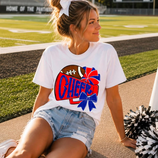 Red and Blue Cheer Football Transfer
