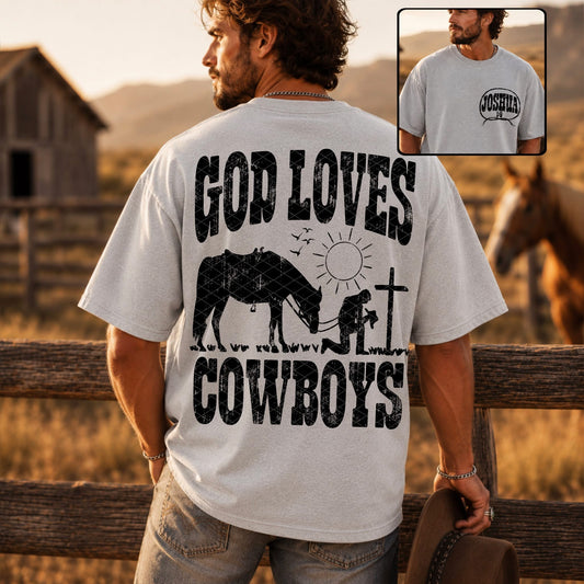 God Loves Cowboys Black Ink (BACK ONLY) Transfer