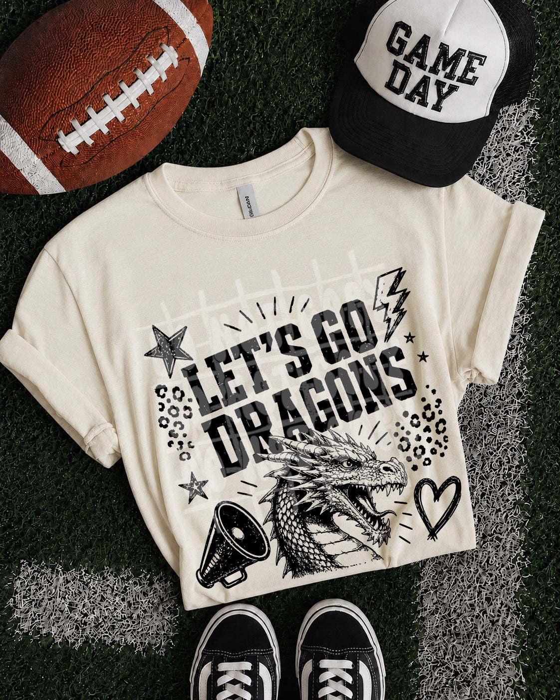 Let's Go Dragons transfer shirt mockup