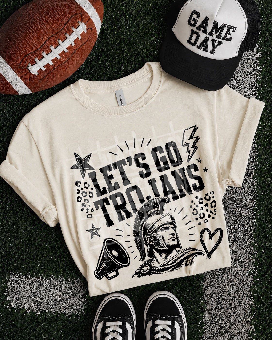 Let's Go Trojans transfer shirt mockup