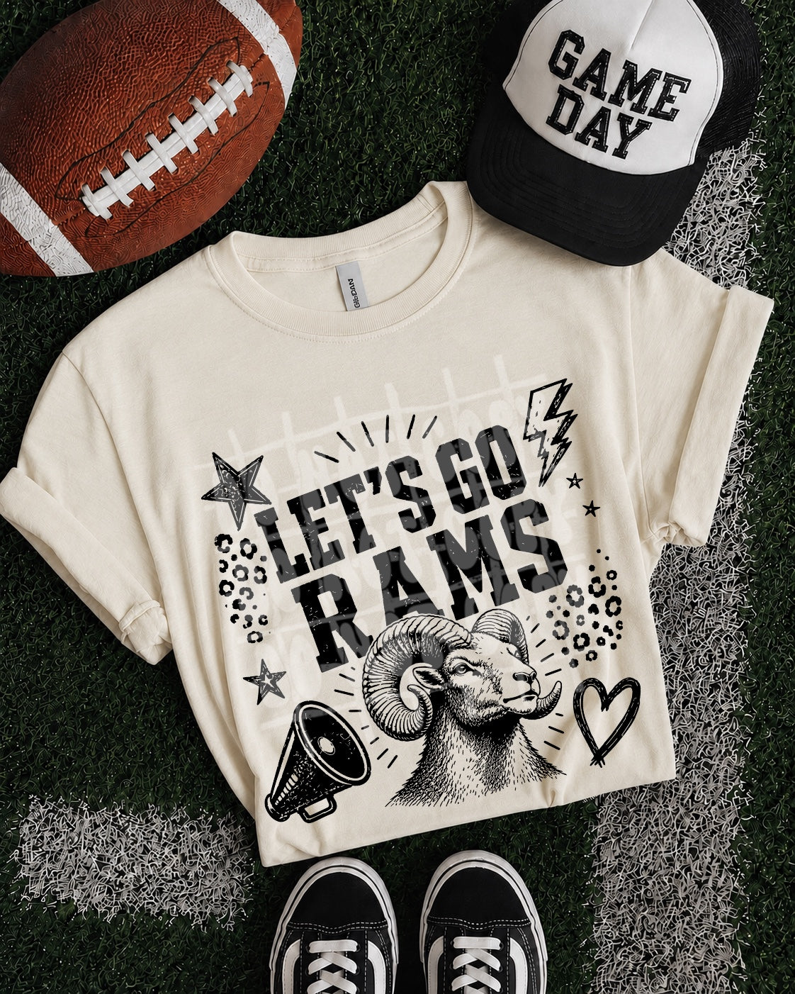 Let's Go Rams transfer shirt mockup