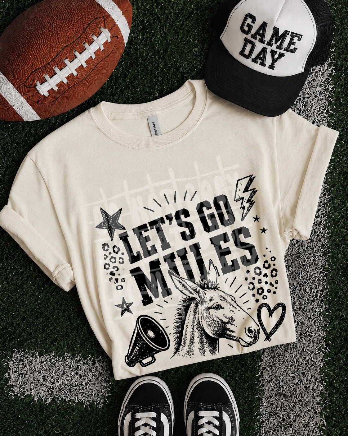 Let's Go Mules DTF transfer mockup