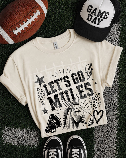 Let's Go Mules DTF transfer mockup