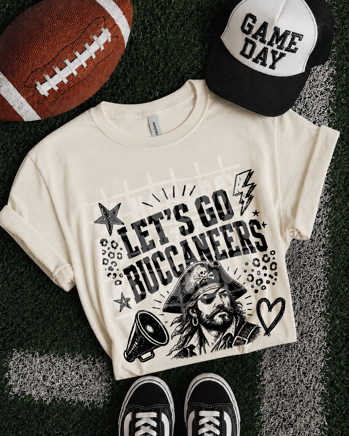 Let's Go Buccaneers DTF transfer mockup