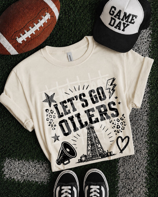 Let's Go Oilers transfer design on shirt mockup