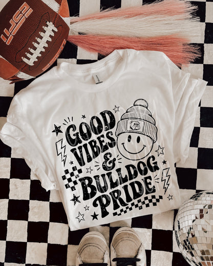 Good Vibes & Bulldog Pride transfer-only shirt mockup