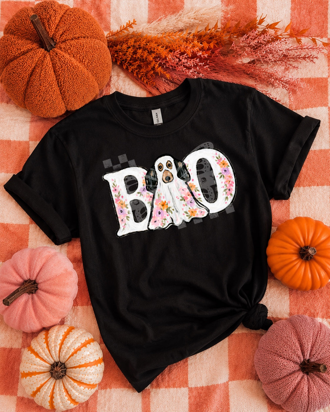 Floral Boo Ghost transfer-only shirt mockup