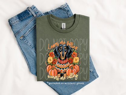Leaves Are Falling Wieners Are Calling DTF transfer mockup