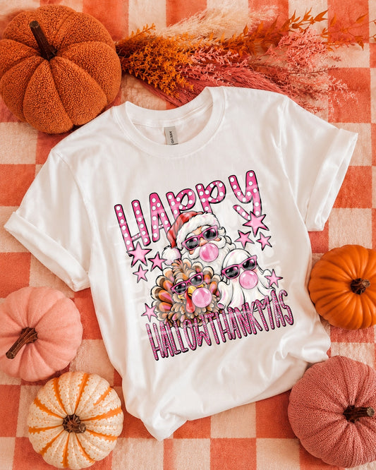 Happy Hallowthankmas – Pink DTF transfer mockup