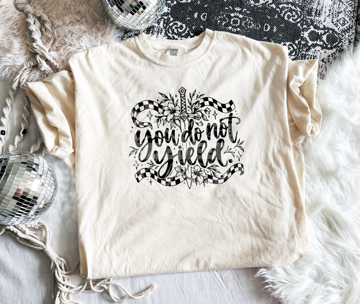 You Do Not Yield – Sword & Checkered DTF transfer mockup