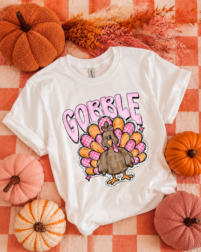 Gobble – Pink Gingham Turkey mockup