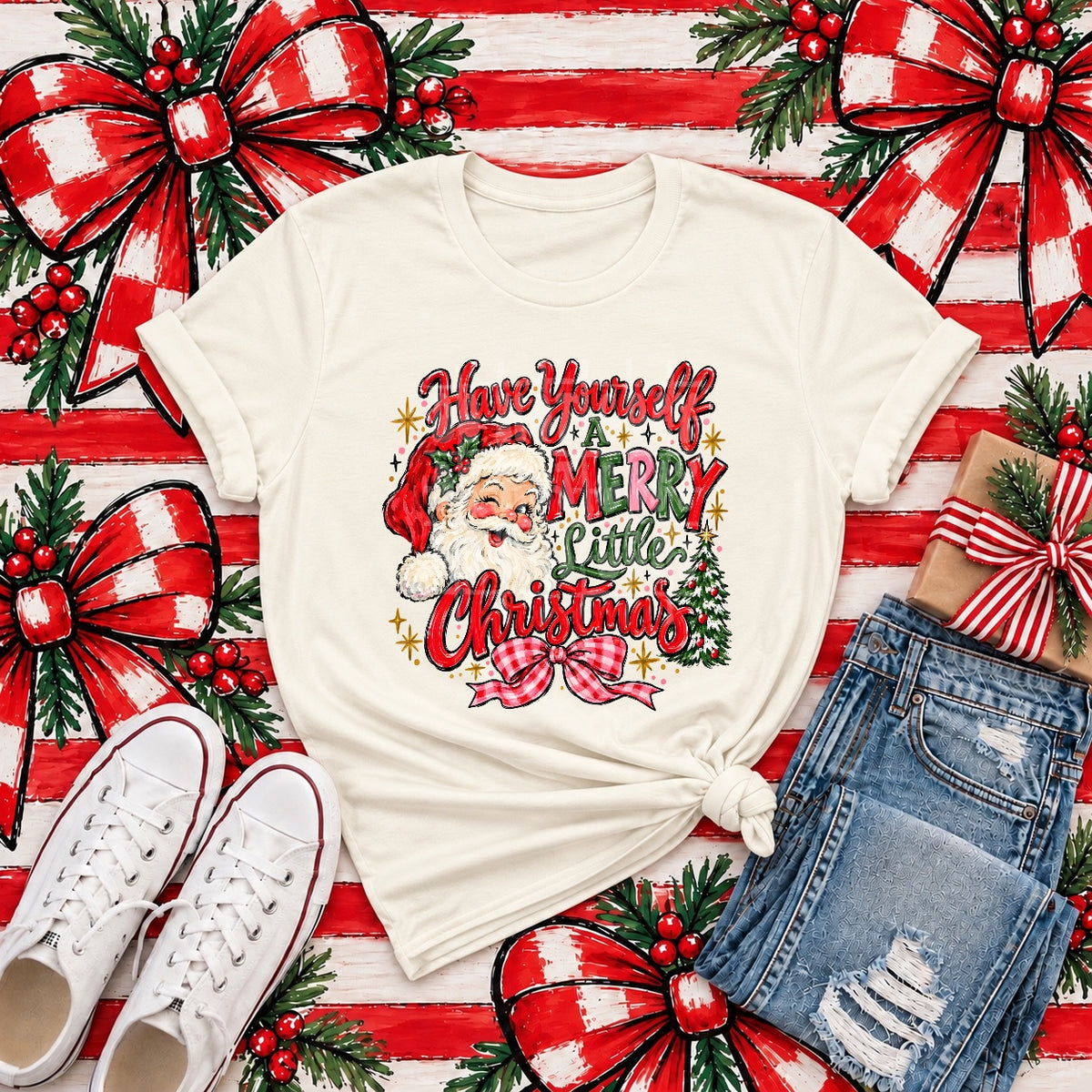 Have Yourself a Merry Little Christmas tee mockup (transfer only)