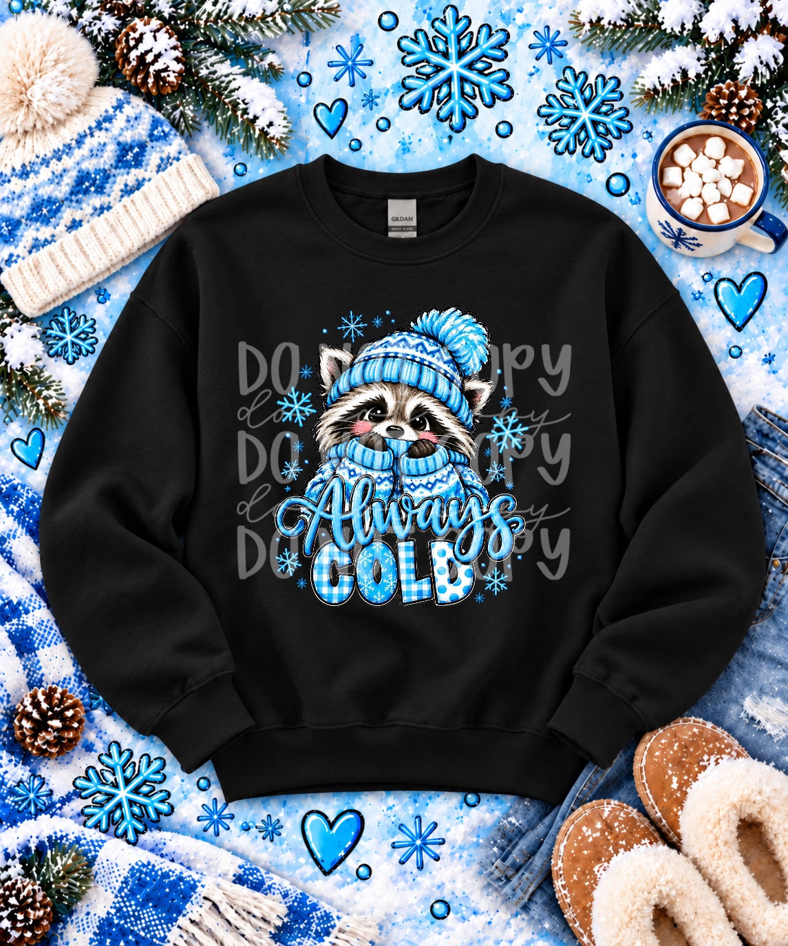 Always Cold completed apparel mockup