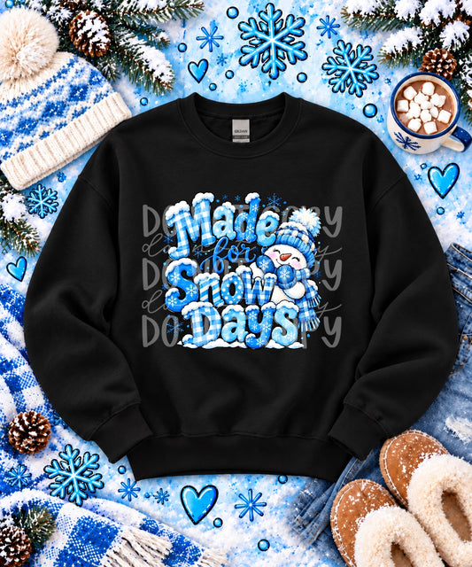 Made for Snow Days completed apparel mockup
