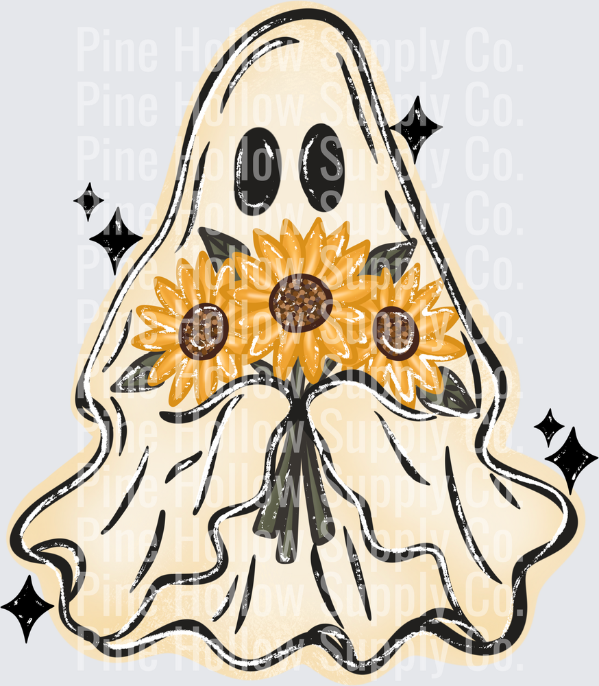 Ghost with Sunflowers | DTF Transfer - Raw Image