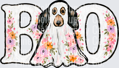 Floral Boo Ghost | DTF Transfer - Raw Image