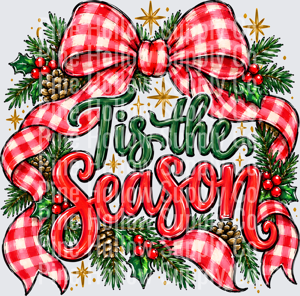 'Tis the Season – Christmas Bow | DTF Transfer - Raw Image