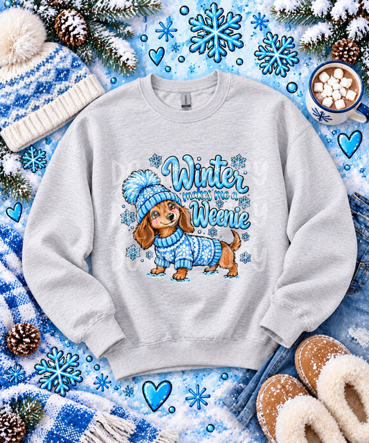 Winter Makes Me a Weenie completed apparel mockup